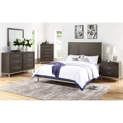 King Broomfield Panel Bed Walnut - Steve Silver Co.