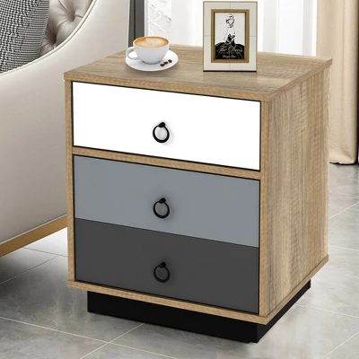 Costway Nightstand With Drawer And Storage Cabinet Wooden Sofa Side Table End Table - Image 2