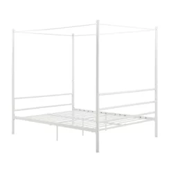 Kora Metal Canopy Bed In Full White - DHP