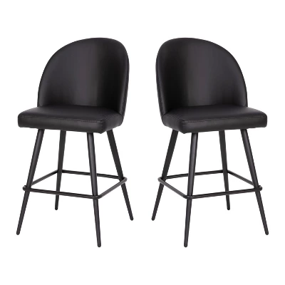Merrick Lane Set Of 2 Modern Armless Counter Stools With Contoured Backs, Steel Frames, And Integrated Footrests - Image 12