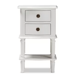 Audrey Finished 2 Drawer Nightstand White - Baxton Studio