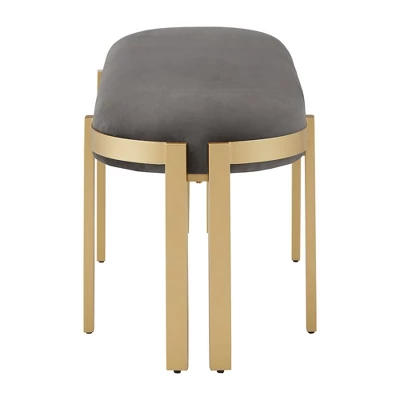 Lepape Upholstered Bench Gray Velvet - Inspire Q - Image 5