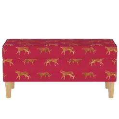 Storage Bench Cheetah Walk Raspberry - Skyline Furniture