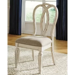 Set Of 2 Realyn Ribbon Back Dining Upholstered Side Chair Chipped White - Signature Design By Ashley