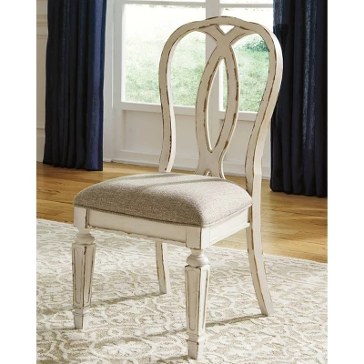 Set Of 2 Realyn Ribbon Back Dining Upholstered Side Chair Chipped White - Signature Design By Ashley