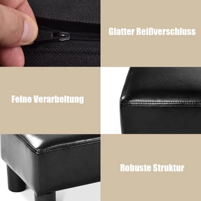 Costway PU Leather Ottoman Rectangular Footrest Small Stool W/ Padded Seat White/Black/Red - Image 9