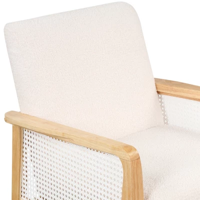 Mid-Century Velvet Upholstered Accent Chair, Armchair With Rattan Mesh-ModernLuxe - Image 9