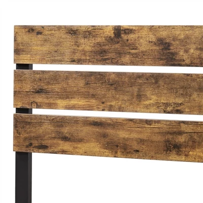 Yaheetech Metal Slatted Bed Frame With Wooden Headboard Mattress Foundation - Image 4