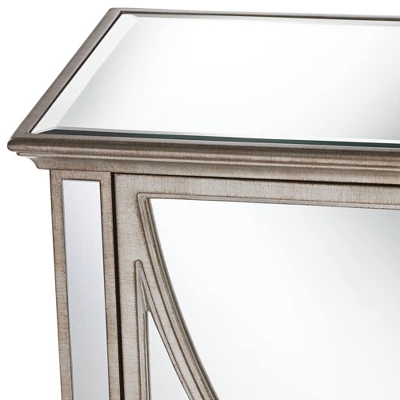 Studio 55D Glam Wood Finish Mirrored Rectangular Accent Cabinet 48" X 24" Silver Magnetic Closure Two-Door For Living Room House - Image 3