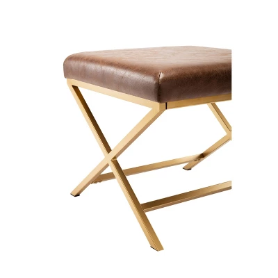 20" Square Metal X Base Ottoman - WOVENBYRD - Image 3