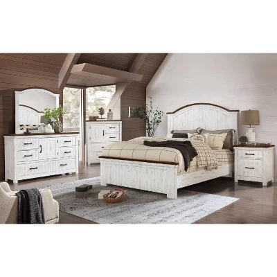 2pc Queen Willow Rustic Bedroom Set Distressed White/Walnut - HOMES: Inside + Out - Image 4