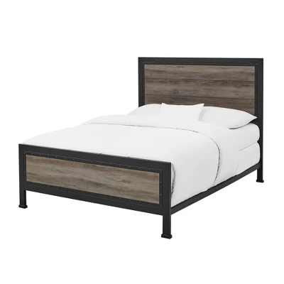 Queen Industrial Wood And Metal Bed - Saracina Home - Image 5