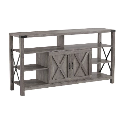 Emma And Oliver Modern Rustic Farmhouse Media Console Cabinet With Spacious Open And Closed Storage - Image 9