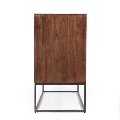 Punjab Handcrafted Boho Mango Wood 2 Door Sideboard French Gray/Antique Bronze - Christopher Knight Home - Image 6