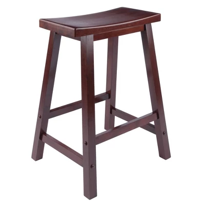 Saddle Seat 24" Counter Height Barstool Hardwood/Walnut - Winsome - Image 4