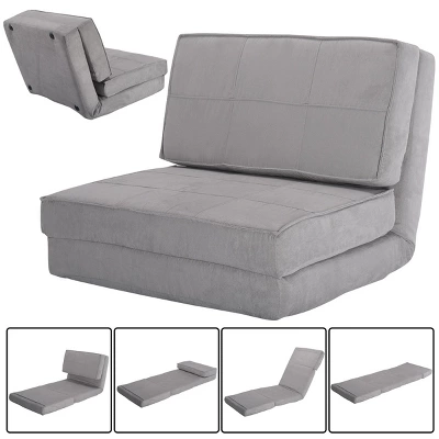 Tangkula Fold Down Chair Convertible Couch GrayBlack