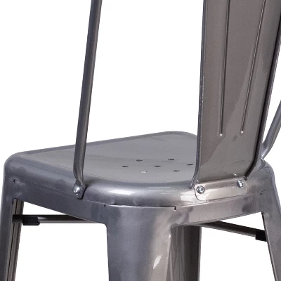 Flash Furniture 24'' High Clear Coated Indoor Counter Height Stool With Back - Image 4