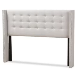 King Ginaro Modern Tufted Nail Head Winged Headboard Gray - Baxton Studio