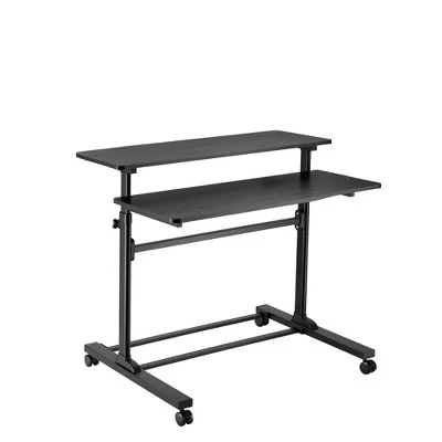 Tranzendesk Dual Level Standing Desk β 40" Mobile Height Adjustable Workstation β Black β Stand Steady
