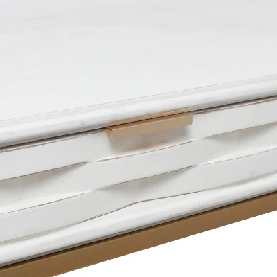 Contemporary 2 Drawer Metal Console Table White - Olivia & May - Image 5