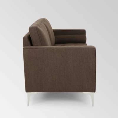 Portwall Contemporary Tufted Sofa Brown - Christopher Knight Home - Image 3