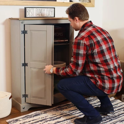 Sunnydaze Decor Sunnydaze 2-Door, 2-Shelf Accent Cupboard - Solid Pine - Gray - 43" H - Image 10