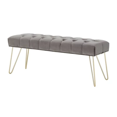 Hewett Velvet Tufted Metal Bench - Inspire Q - Image 8