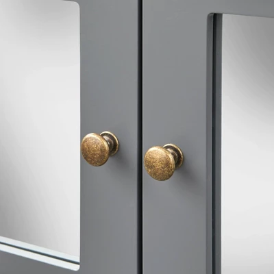 Matteo Mirrored Door Cabinet Charcoal Gray - Lifestorey - Image 3