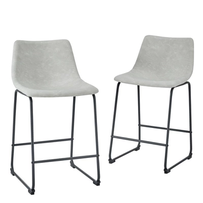 Set Of 2 Laslo Modern Upholstered Faux Leather Counter Height Barstools - Saracina Home - Image 9