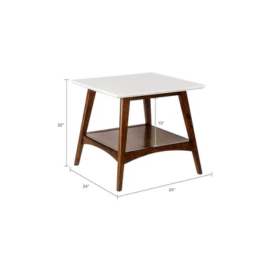 Avenu End Table - Off White/Pecan - Image 7