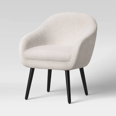 Harwell Modern Arm Barrel Chair With Wooden Legs Faux Shearling Cream - Project 62™ - Image 2