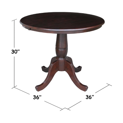 36" Round Top Pedestal Dining Table Dark Brown - International Concepts