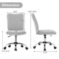 Costway Armless Faux Fur Leisure Office Chair Adjustable Swivel Task Chair