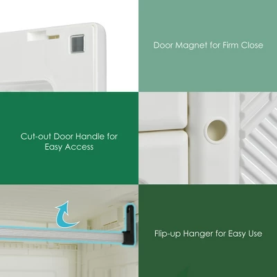 Costway Portable Closet Clothes Foldable Armoire Wardrobe Closet W/10 Cubes, Hanging Rods - Image 5