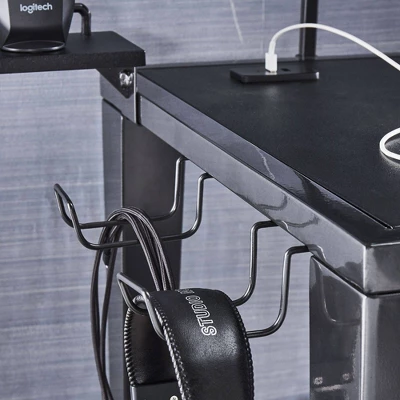 Juneau Metal Computer Desk With USB Charging Port And Adjustable Shelf Gray - Inspire Q - Image 3