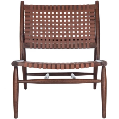 Soleil Leather Woven Accent Chair - Safavieh - Image 2