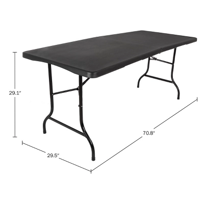 Folding Table Set - Set Of 2 Lightweight Portable Tables - 6-Foot-Long Plastic Tabletops For Camping, Parties, And Dining By Everyday Home (Black) - Image 3