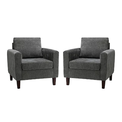 Set Of 2 Deionides Tufted Wooden Upholstered Comfy Club Chair For Bedroom And Living Room With Wood Legs Comfy Club Chair For Bedroom With Wood Legs | ARTFUL LIVING DESIGN - Image 11