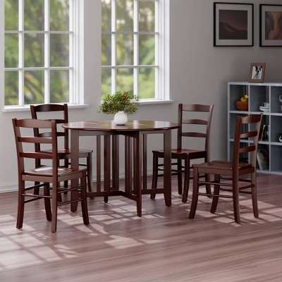 5pc Alamo Drop Leaf Dining Set With Ladder Back Chairs Wood/Walnut- Winsome - Image 13