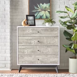 Crislana 4 Drawer Chest White/Weathered Gray - Buylateral