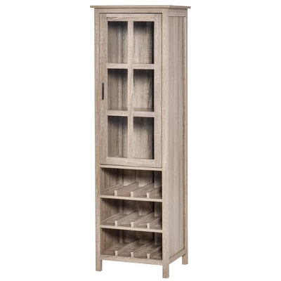 HOMCOM Tall Wine Cabinet, Bar Display Cupboard With 12-Bottle Wine Rack, Glass Door And 3 Storage Compartment For Living Room, Home Bar, Dining Room - Image 3