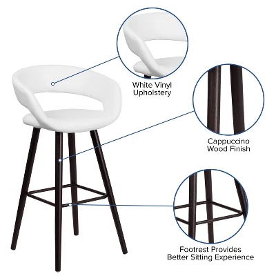 Emma And Oliver 29"H Wood Rounded Open Back Barstool - Image 2