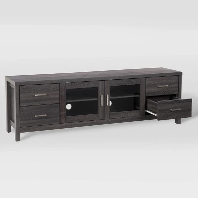 Hollywood Cabinet With Doors TV Stand For TVs Up To 80" Dark Gray - CorLiving - Image 2