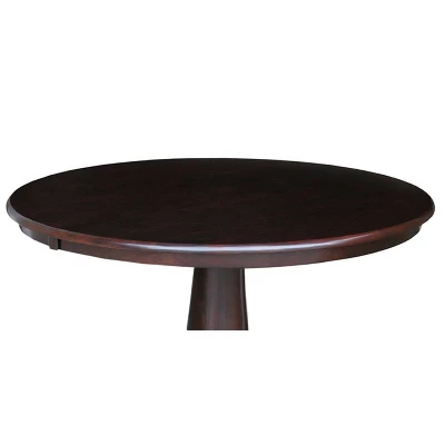 36" Round Top Pedestal Dining Table Dark Brown - International Concepts - Image 2