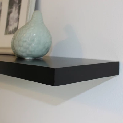 48" Slim Floating Shelf Wall Mounted Hidden Brackets Black - Inplace - Image 2