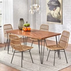 5pc Greenville Dining Set Natural/Black - Lifestorey