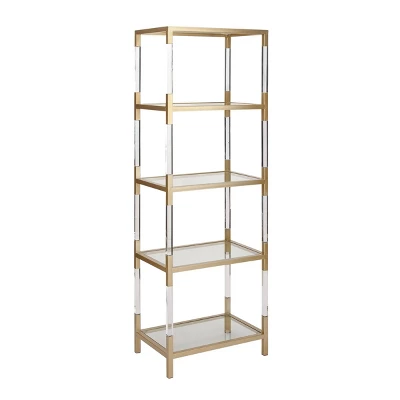 69" Metal And Acrylic Bookcase Gold - Olivia & May - Image 3