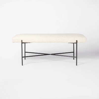 Clarkston Metal Base Upholstered Bench Cream Boucle - Threshold™ Designed With Studio McGee - Image 2