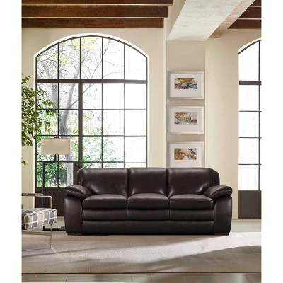 Foley Contemporary Sofa Genuine Leather Dark Brown - Armen Living - Image 5