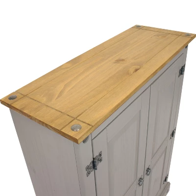 Sunnydaze Decor Sunnydaze 2-Door, 2-Shelf Accent Cupboard - Solid Pine - Gray - 43" H - Image 4